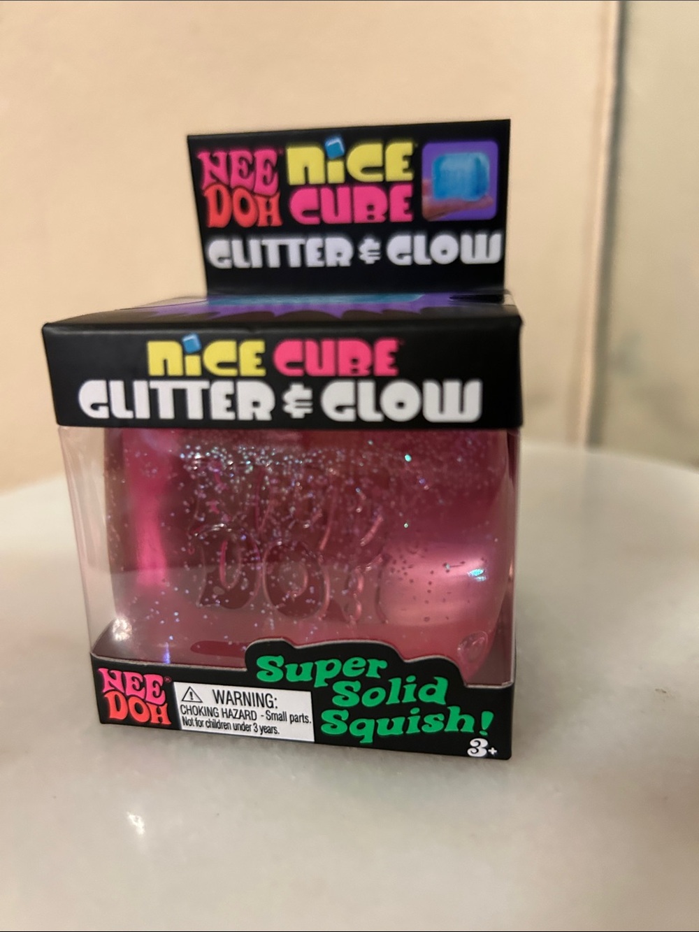 Nee Doh Nice Cube Glitter & Glow - Pink Glitter